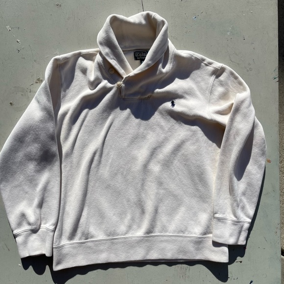 Polo Ralph Lauren Other - Men's Vintage Polo Ralph Lauren Sweater White Solid L Button High Neck Preppy